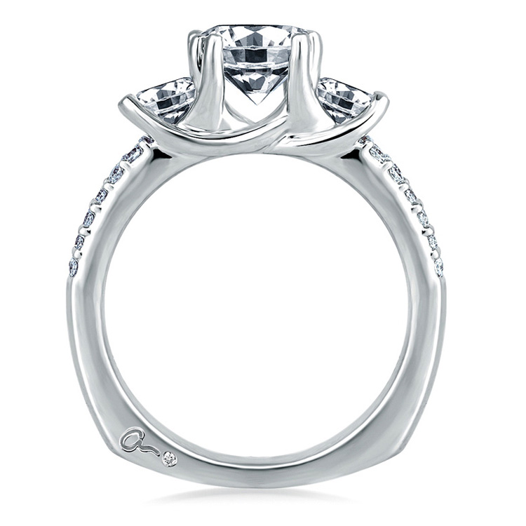 A Jaffe Platinum Three-Stone Engagement Ring MES278