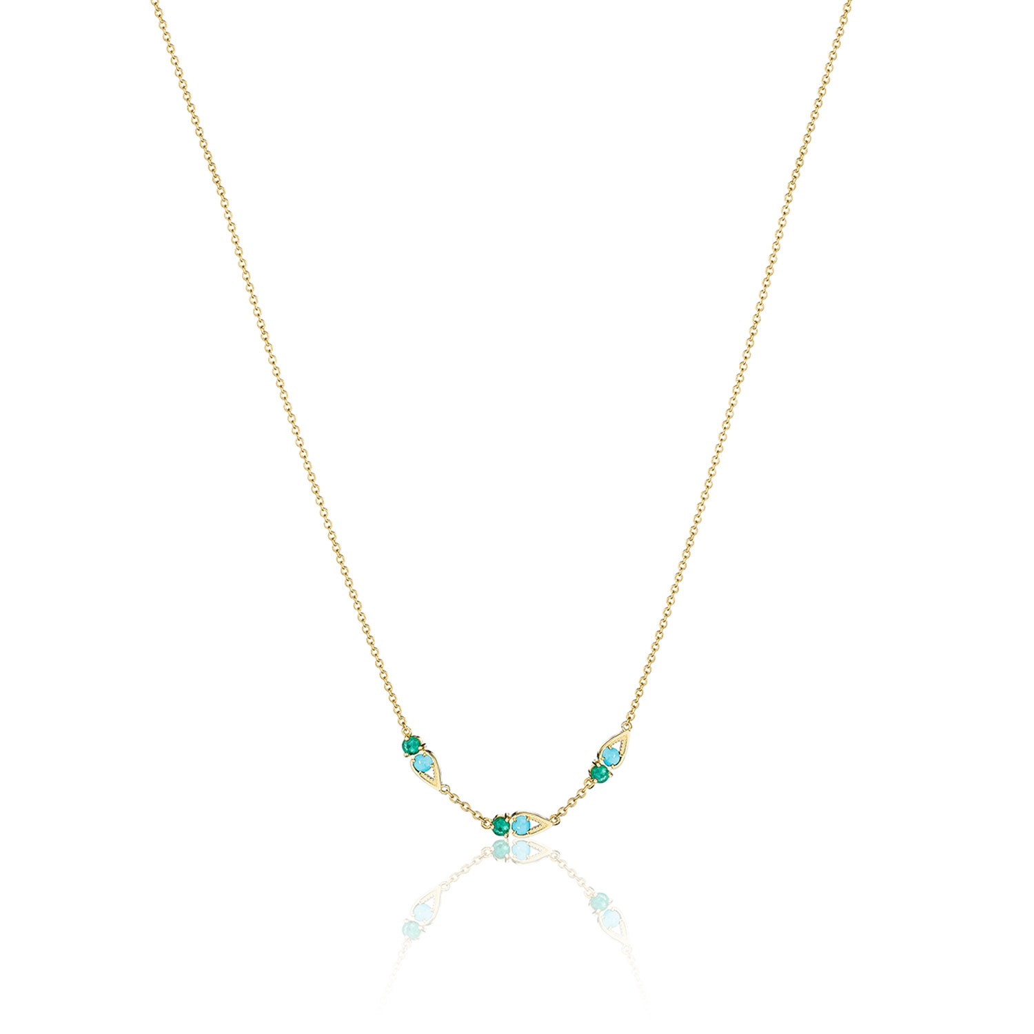 Tacori SN2434849FY Petite Open Crescent Gemstone Necklace with Turquoise and Green Onyx
