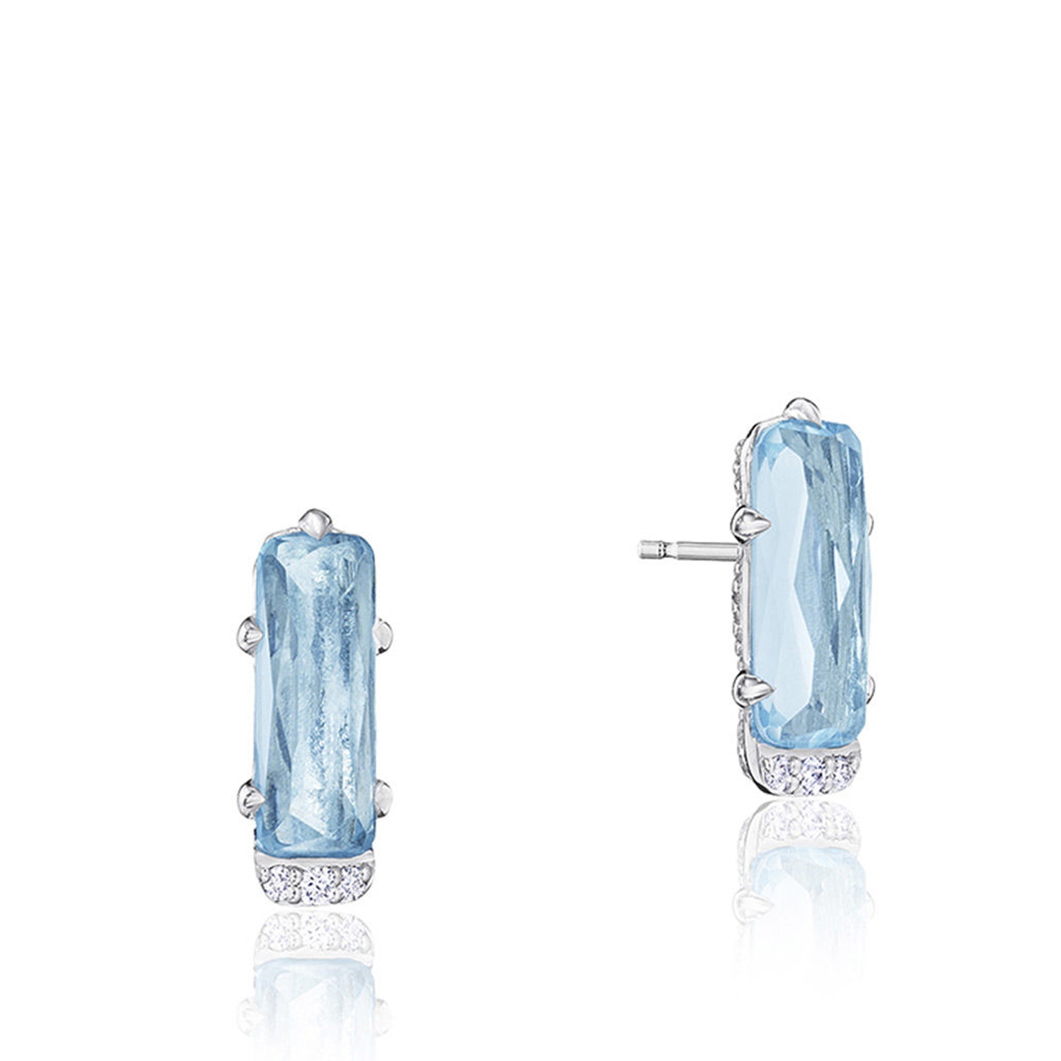 Tacori SE24902 Emerald-Shaped Gem Earrings with Sky Blue Topaz