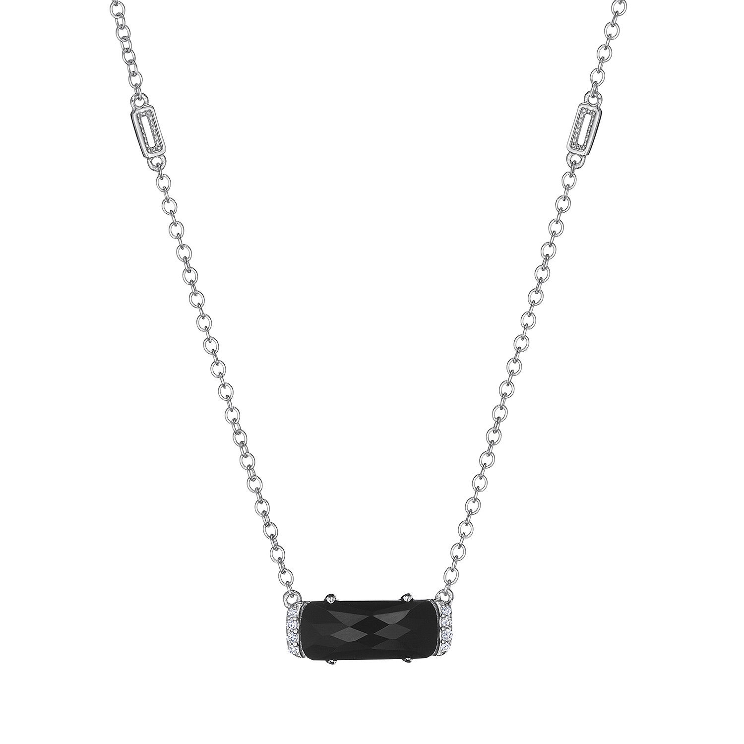 Tacori SN23419 Solitaire Emerald Cut Gem Necklace with Black Onyx
