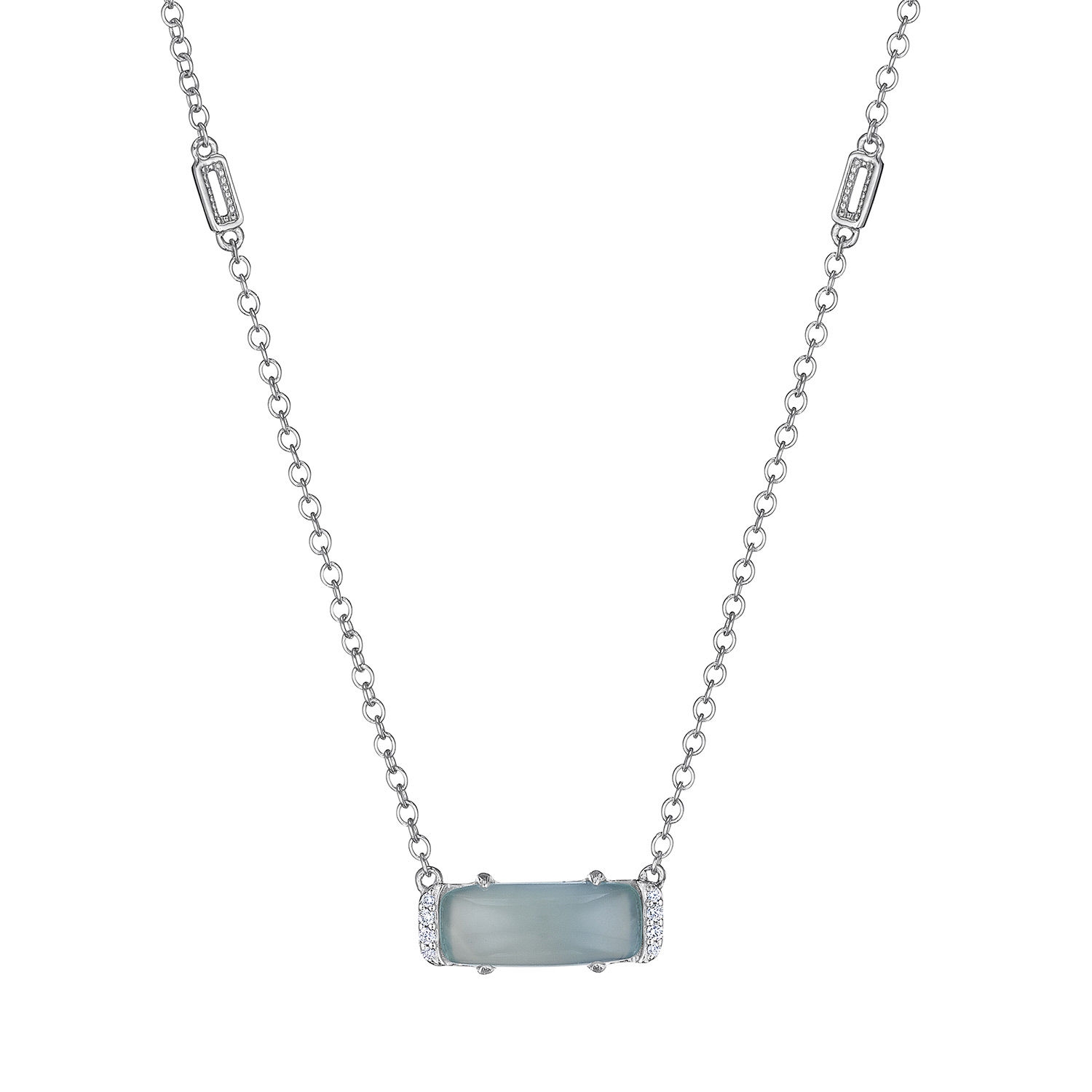 Tacori SN23438 Solitaire Emerald Cut Gem Necklace with Green Chalcedony