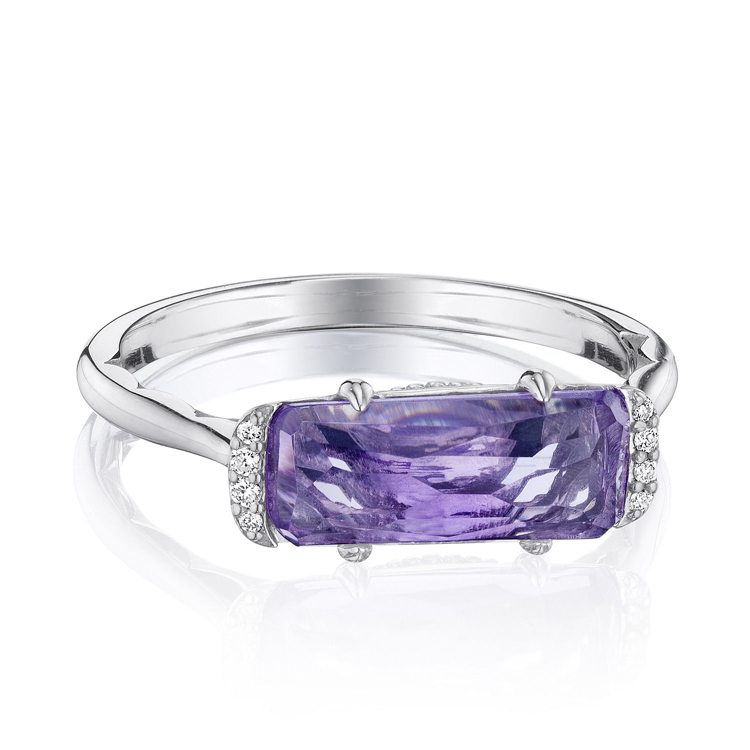 Tacori SR22401 Solitaire Emerald Cut Ring with Amethyst