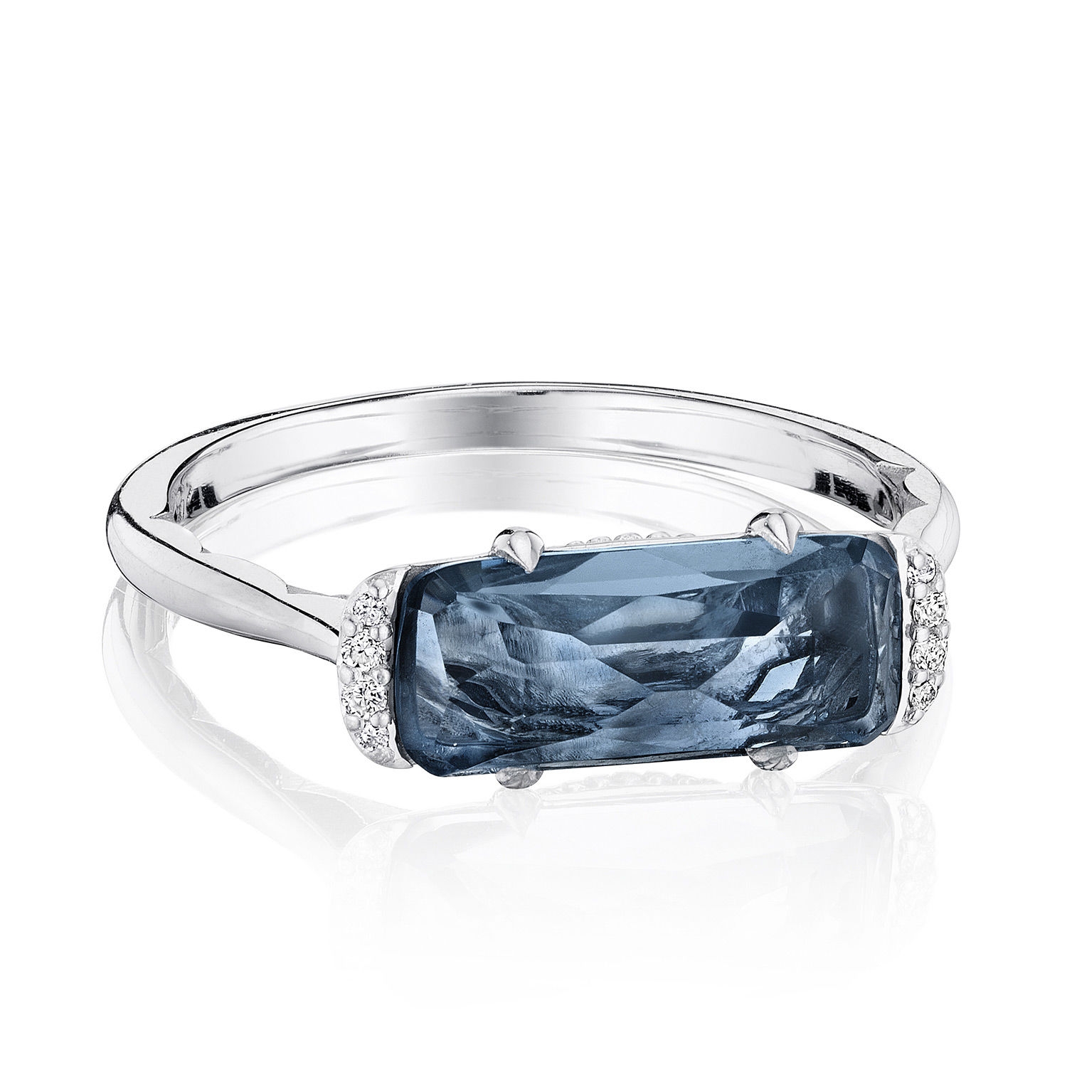 Tacori SR22433 Solitaire Emerald Cut Ring with London Blue Topaz