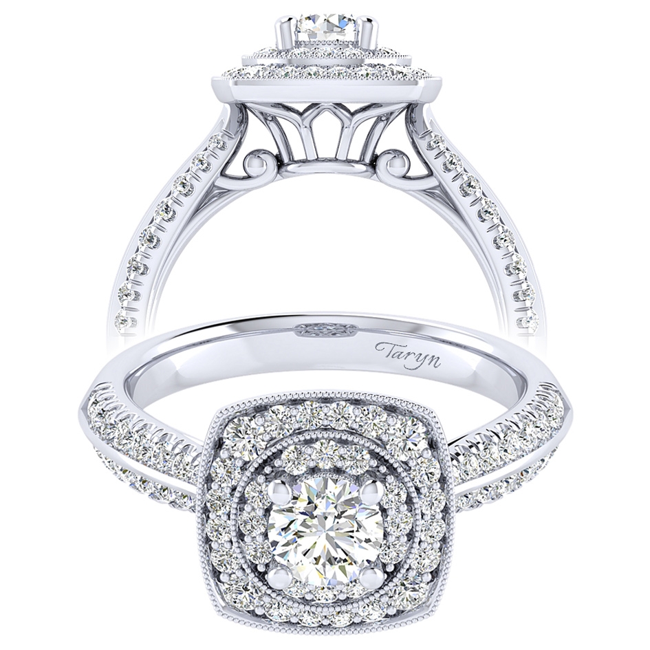 Taryn 14k White Gold Round Perfect Match Engagement Ring TE002A2AFW44JJ