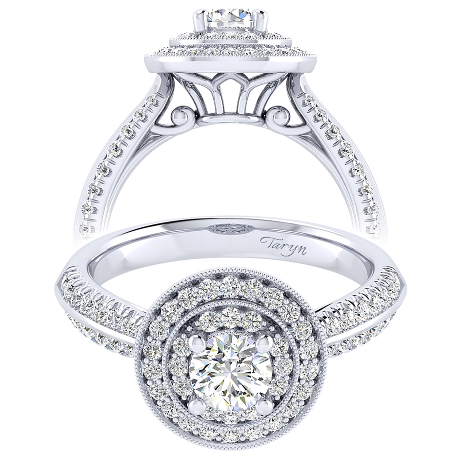 Taryn 14k White Gold Round Perfect Match Engagement Ring TE002A2AHW44JJ