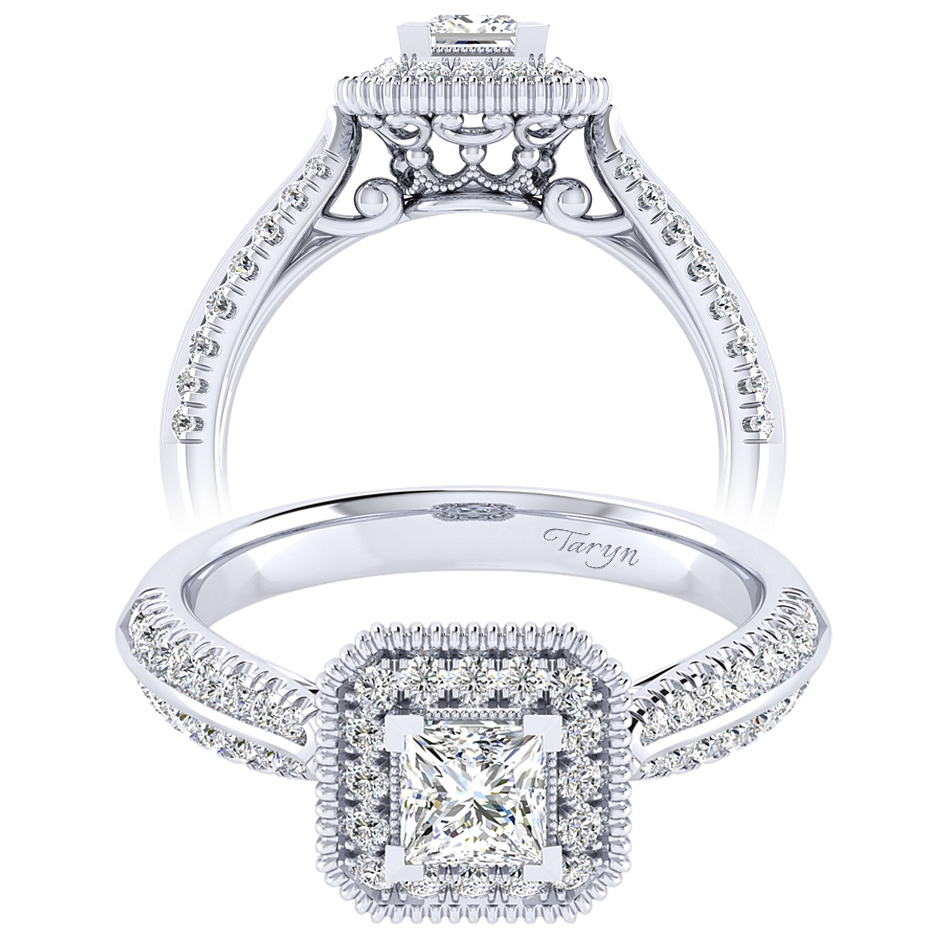 Taryn 14k White Gold Princess Cut Perfect Match Engagement Ring TE002A2ALW44JJ