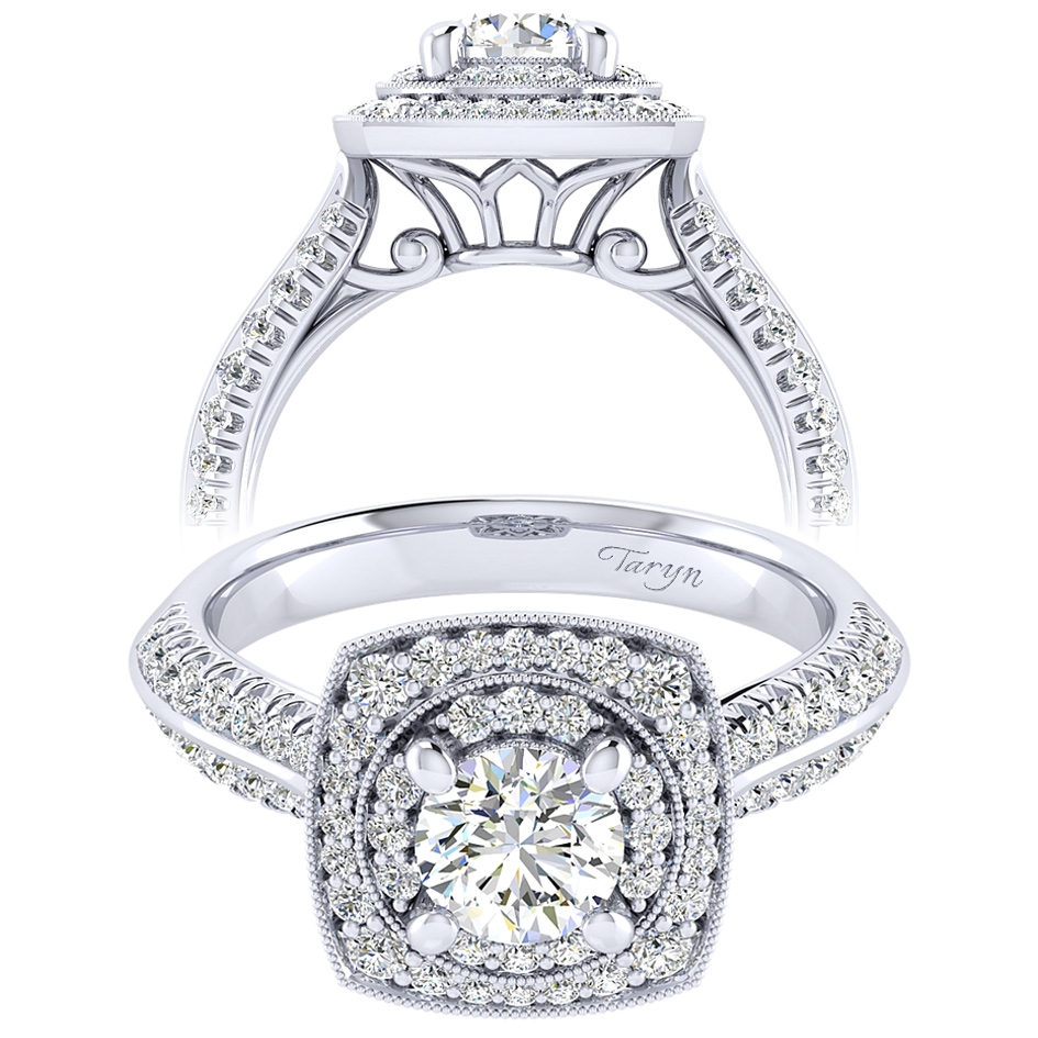 Taryn 14k White Gold Round Perfect Match Engagement Ring TE002B3AFW44JJ