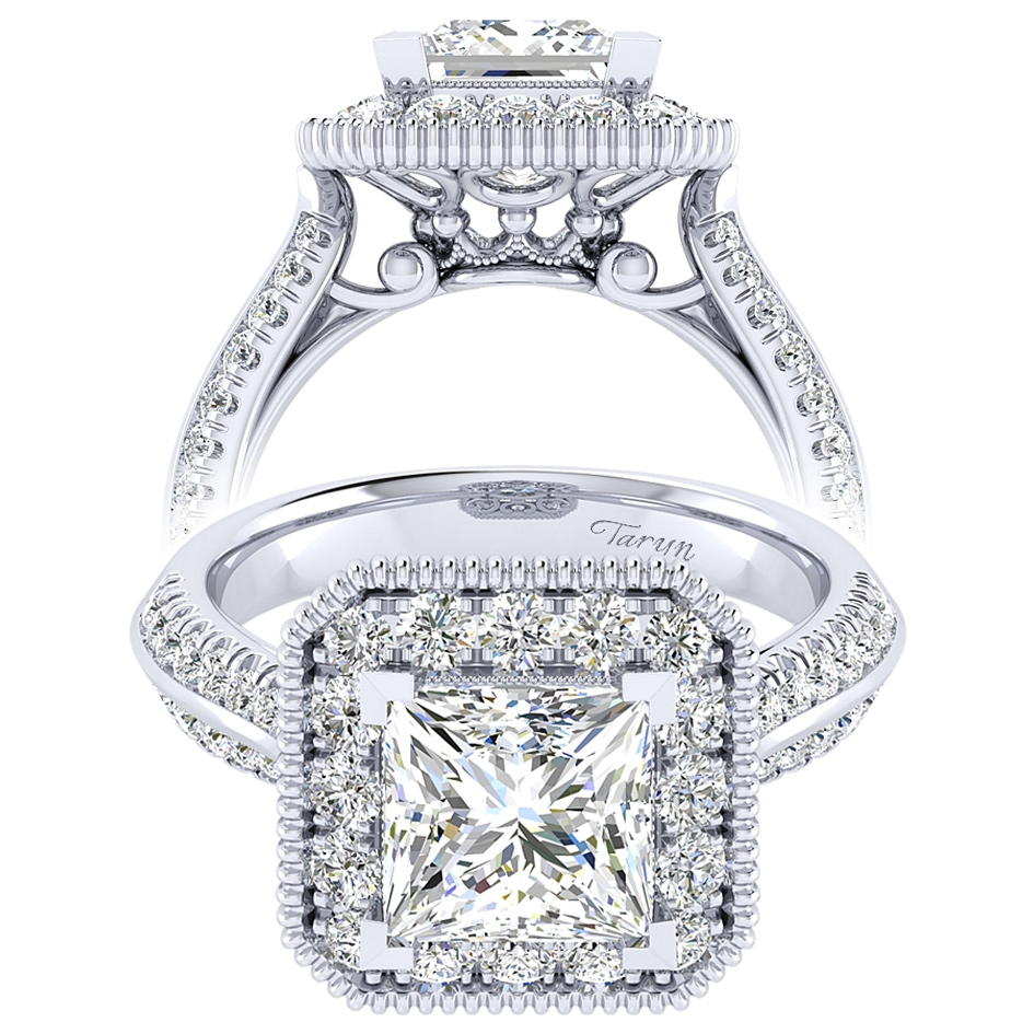 Taryn 14k White Gold Princess Cut Perfect Match Engagement Ring TE002C8ALW44JJ