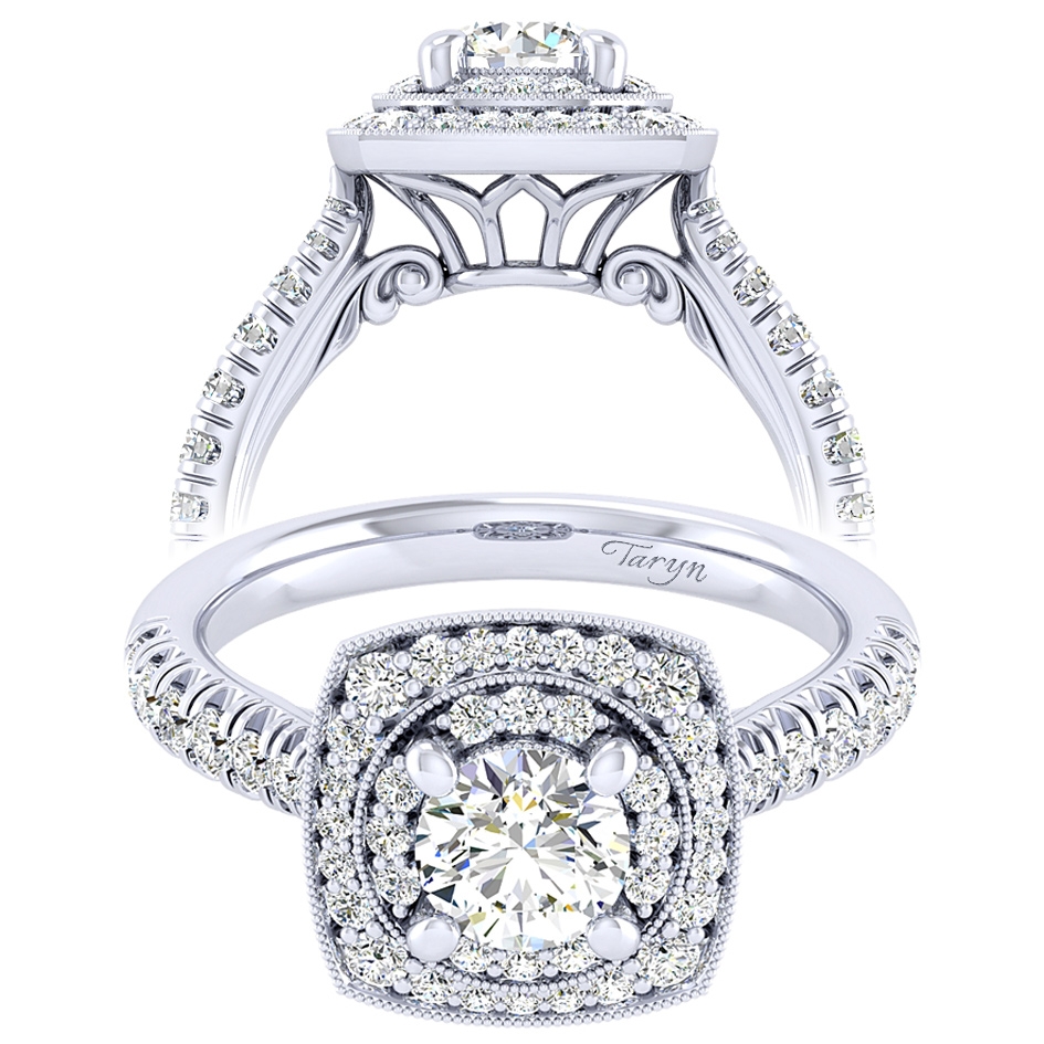 Taryn 14k White Gold Round Perfect Match Engagement Ring TE039B3AFW44JJ