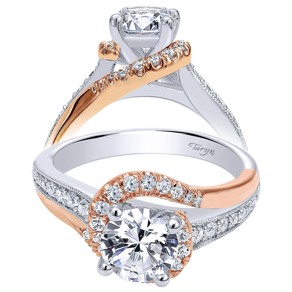 Taryn 14k White/Rose Gold Round Bypass Engagement Ring TE10297T44JJ