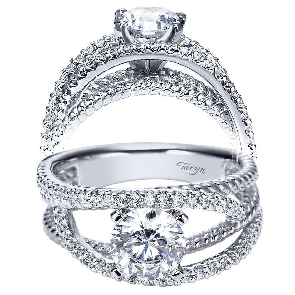 Taryn 14k White Gold Round Free Form Engagement Ring TE5363W44JJ