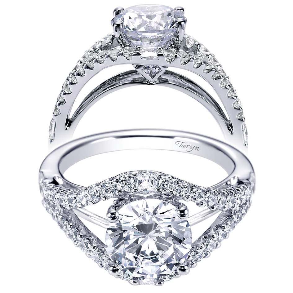 Taryn 14k White Gold Round Split Shank Engagement Ring TE6271W44JJ