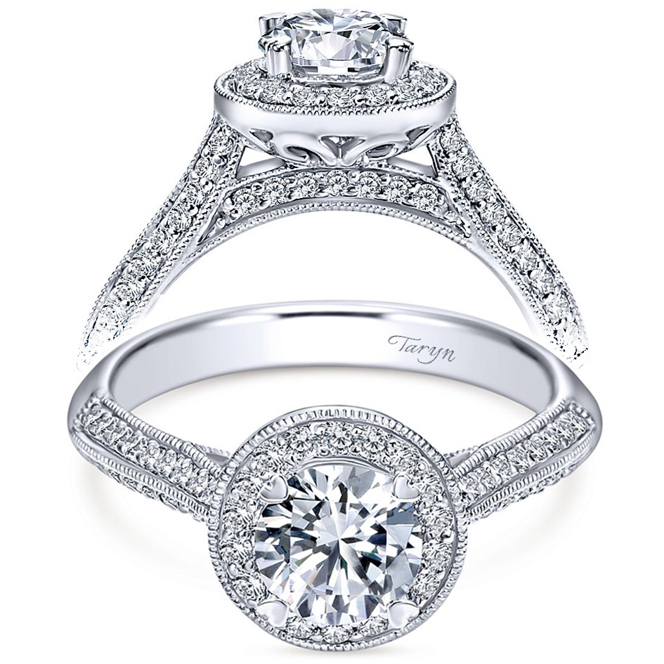 Taryn 14k White Gold Round Halo Engagement Ring TE6525W44JJ