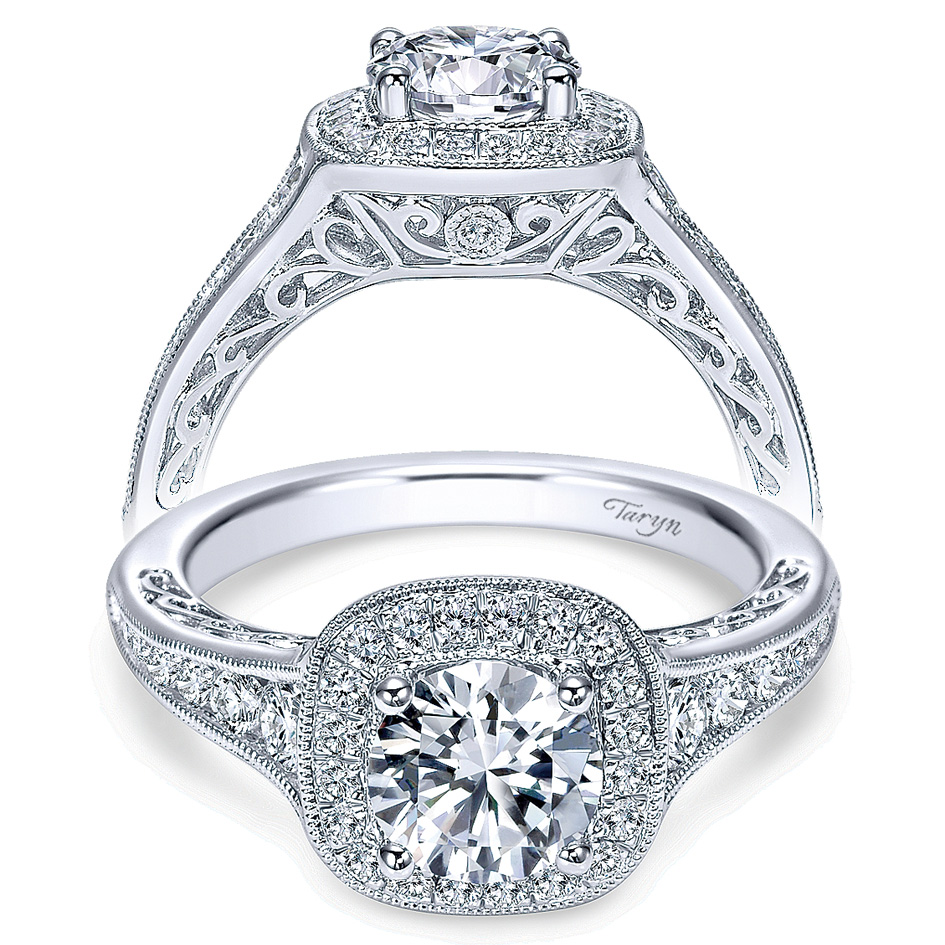Taryn 14k White Gold Round Halo Engagement Ring TE7294W44JJ