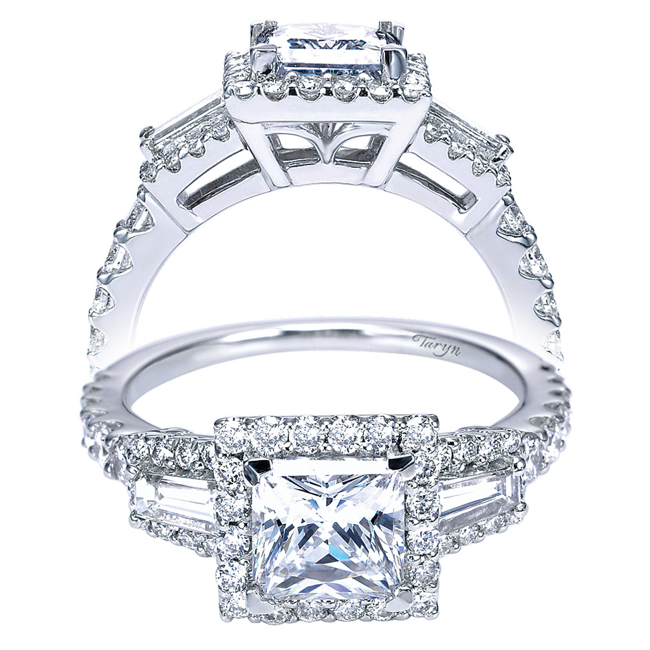 Taryn 14k White Gold Princess Cut Halo Engagement Ring TE7512W44JJ