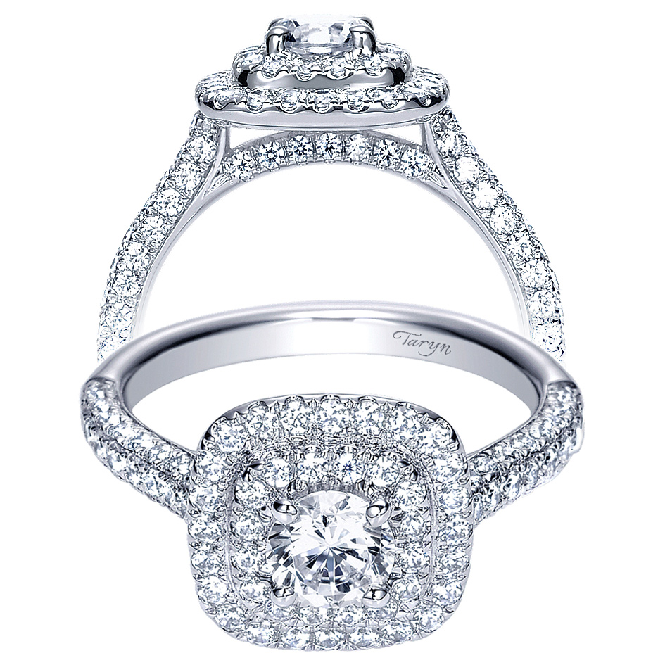 Taryn 14k White Gold Round Double Halo Engagement Ring TE8211W44JJ