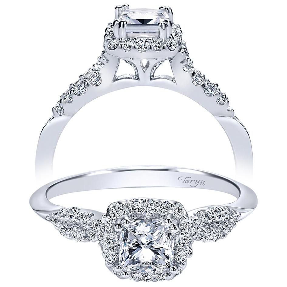 Taryn 14k White Gold Princess Cut Halo Engagement Ring TE911790S2W44JJ