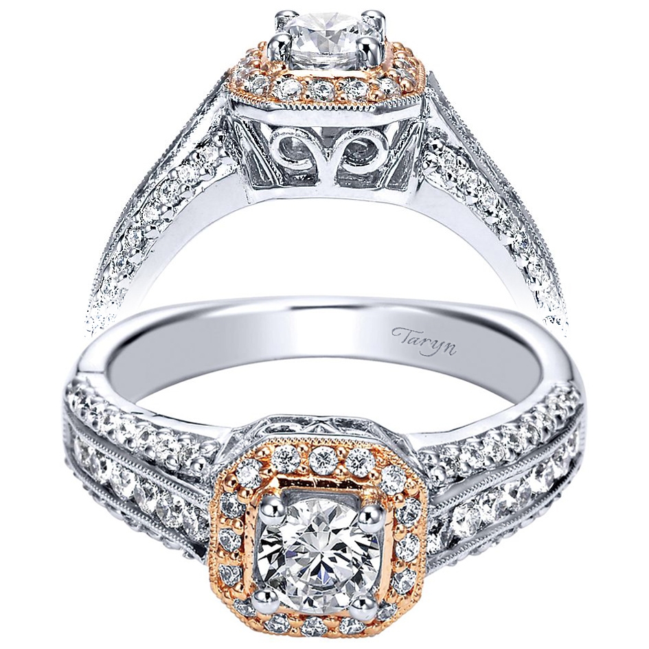 Taryn 14k White/Rose Gold Round Halo Engagement Ring TE94023T44JJ