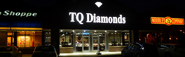 TQ Diamonds Storefront at Night