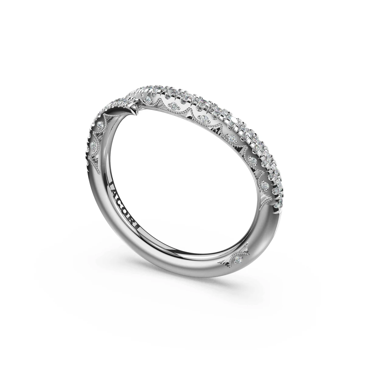 Tacori Pavé Bypass Band, 18kt White Gold, style 473B12W