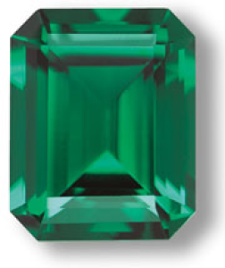 An emerald-cut green emerald
