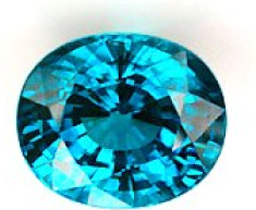 An oval blue zircon