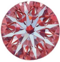 An ideal-cut diamond seen from above in a viewer, showing its pattern of arrows