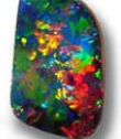 A black opal with flashes of red, green and blue