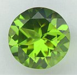 A round lime-green peridot