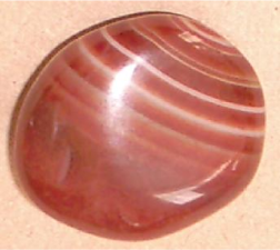 A polished sardonyx, banded red and white