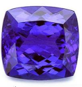 A violet-blue cushion-cut tanzanite