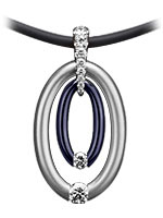 Steven Kretchmer Fashion Jewelry - Midnight Blue Double Oval Pendant